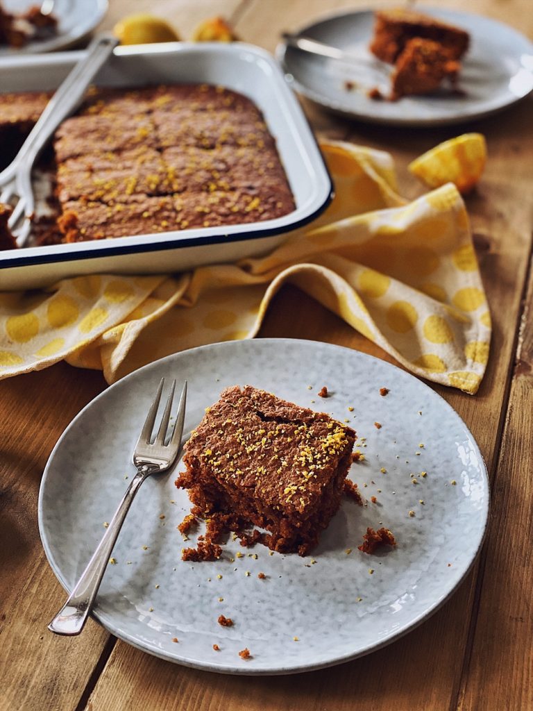 Schoko-Kürbis Brownies mit Kokos und Zitrone