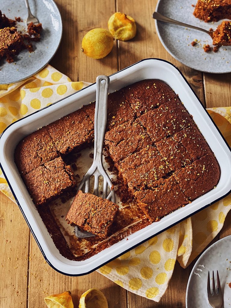 Schoko-Kürbis Brownies mit Kokos und Zitrone