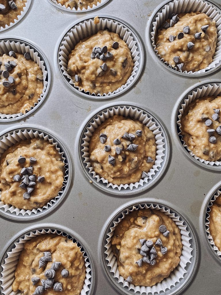 Erdnussbutter-Bananen-Schoko Muffins