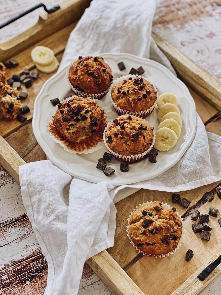 Erdnussbutter-Bananen-Schoko Muffins