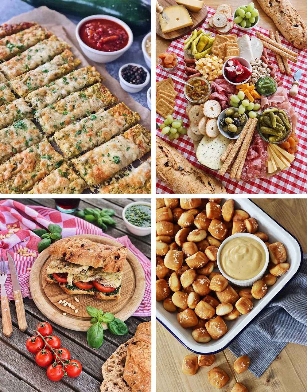 Die besten Brote, Salate, Snacks & Drinks für die Grillsaison sandwich pretzel bites bread sticks charcuterie board