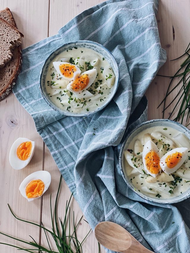 Spargelsalat mit gekochtem Ei und Schnittlauch - Fashion Kitchen
