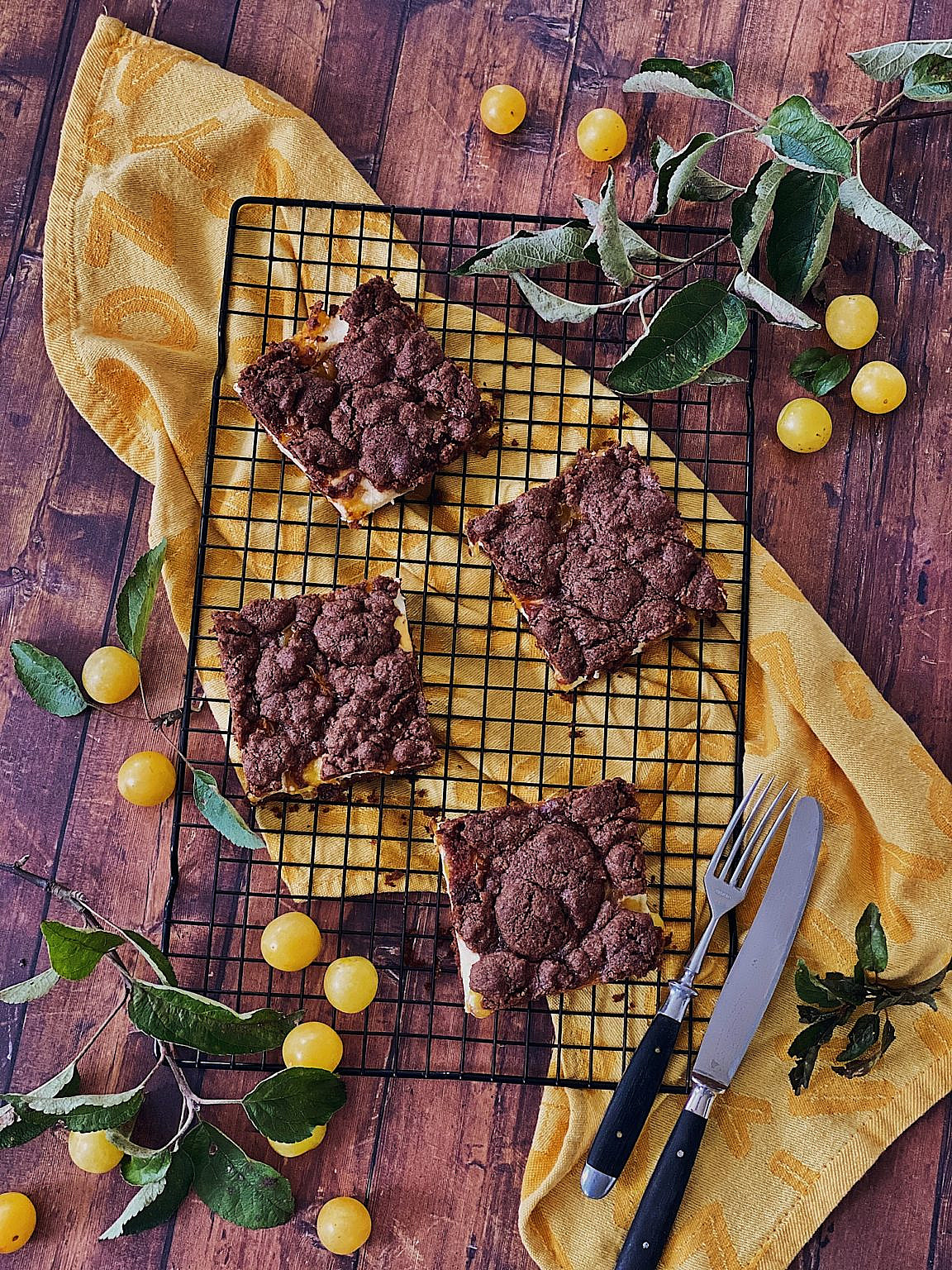 Brownie Cheesecake mit Schoko-Streusel und Ringlo/Aprikosen vom Blech