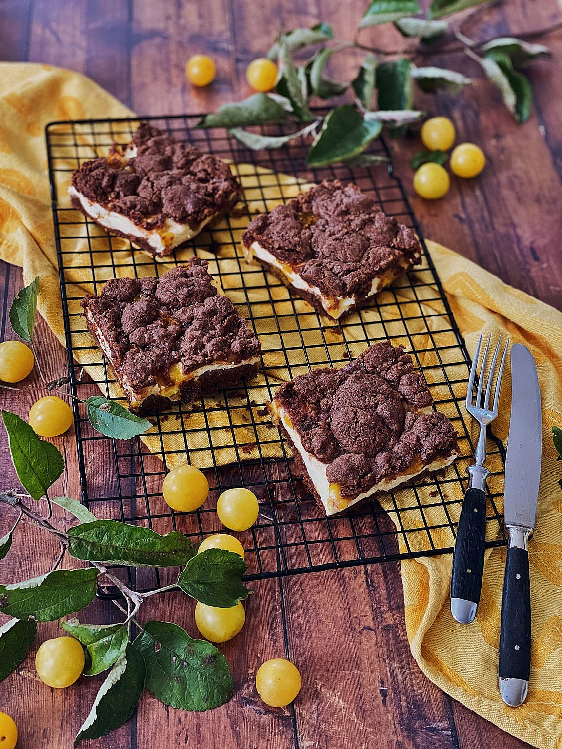 Brownie Cheesecake mit Schoko-Streusel und Ringlo/Aprikosen vom Blech